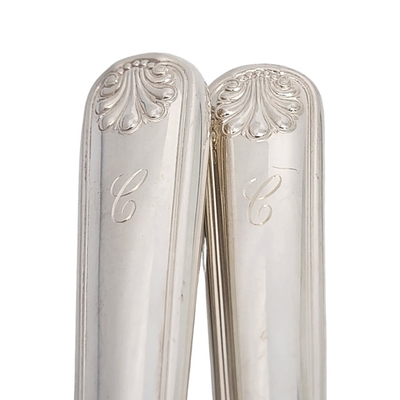 Tiffany & Co Shell & Thread Sterling Silver Handle 2pc Carving Set w/Mono #18255 - Picture 7 of 9